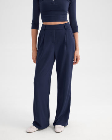 Waffle Knit Wide Leg Work Pants