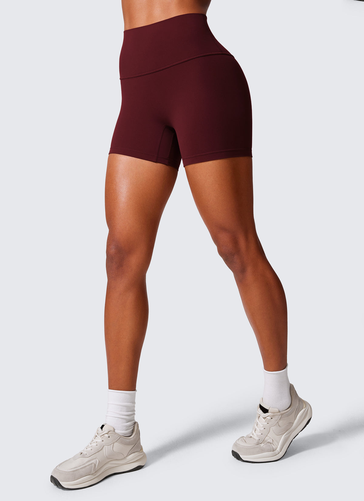 Scrunch Butt Atheletic Workout Biker Shorts Red Merlot