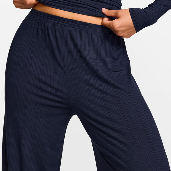 SOULVOR Wide Leg Casual Pants Deep Ocean Blue @model_info:A3